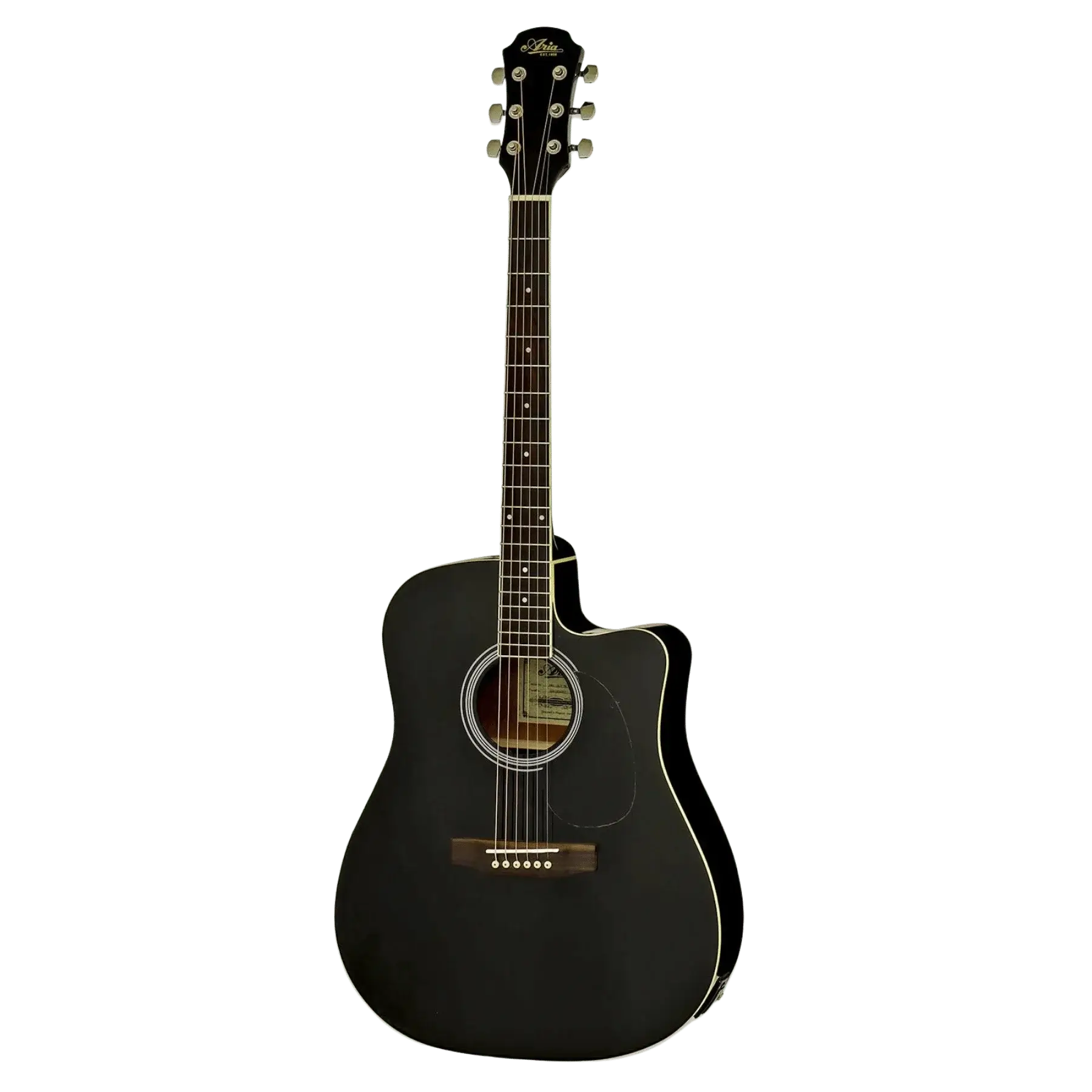 גיטרה אקוסטית מוגברת שחורה Aria AWN15 BK Black